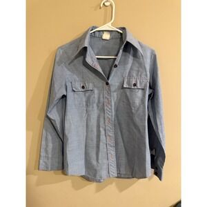 JCPenney Fashions Vintage Blue Chambray Button Up Shirt Women Size Medium